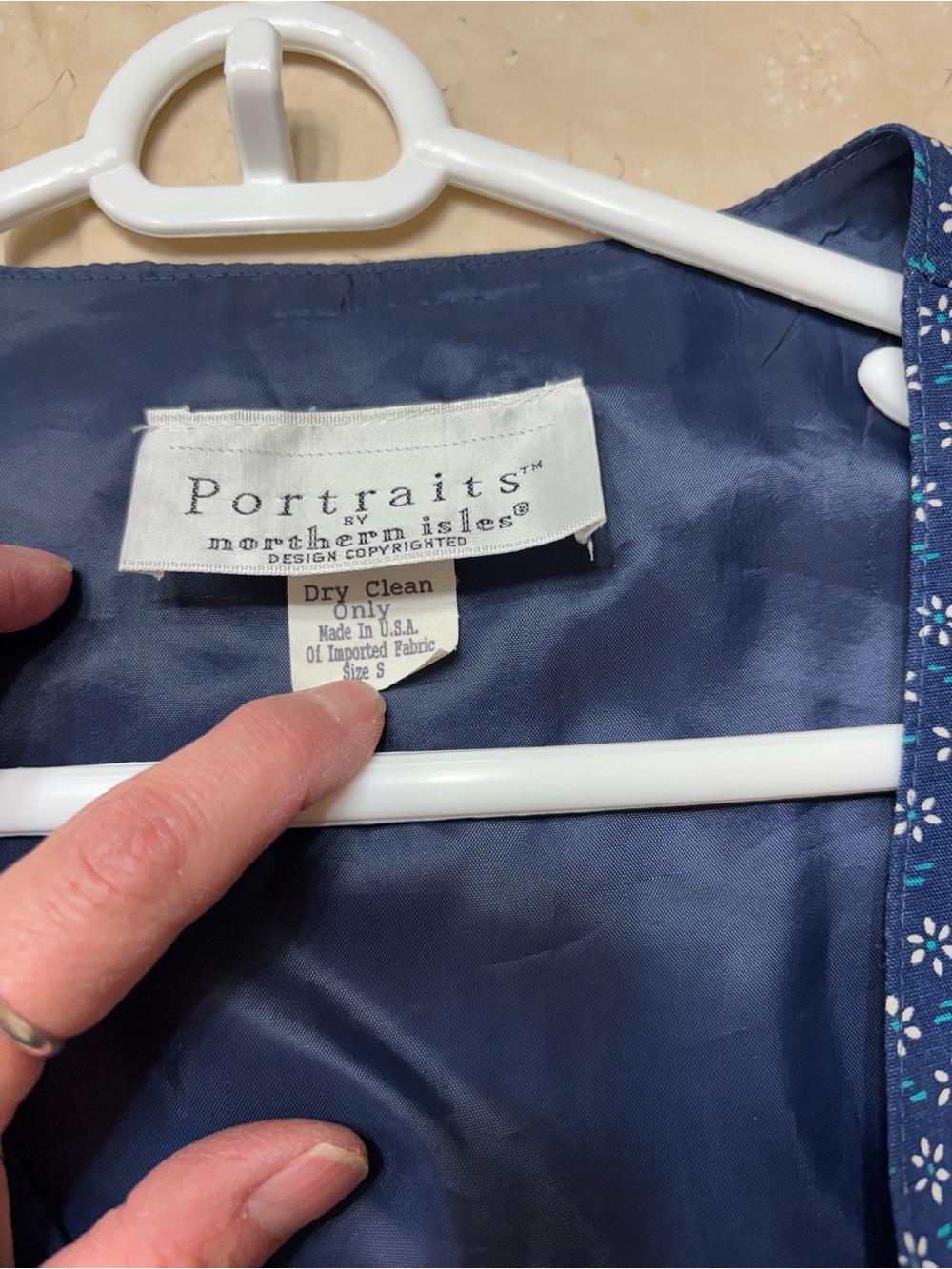 Portraits by northern isles Blue Patterned Patchwork Vest 100%cotton - Picture 3 of 5